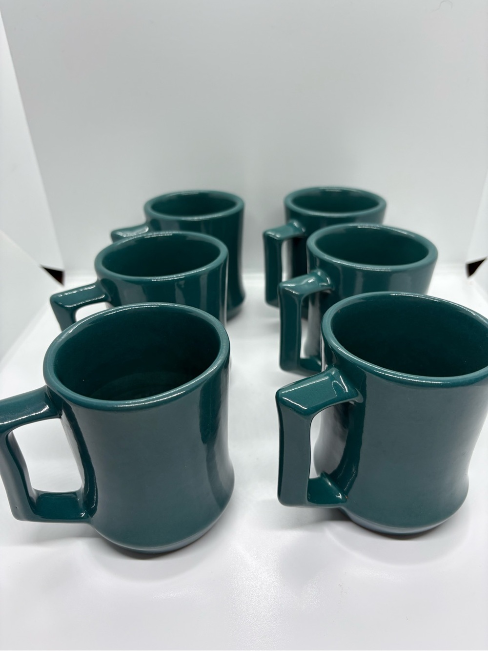 Frankoma Deep Teal Ceramic Mug Set of 6